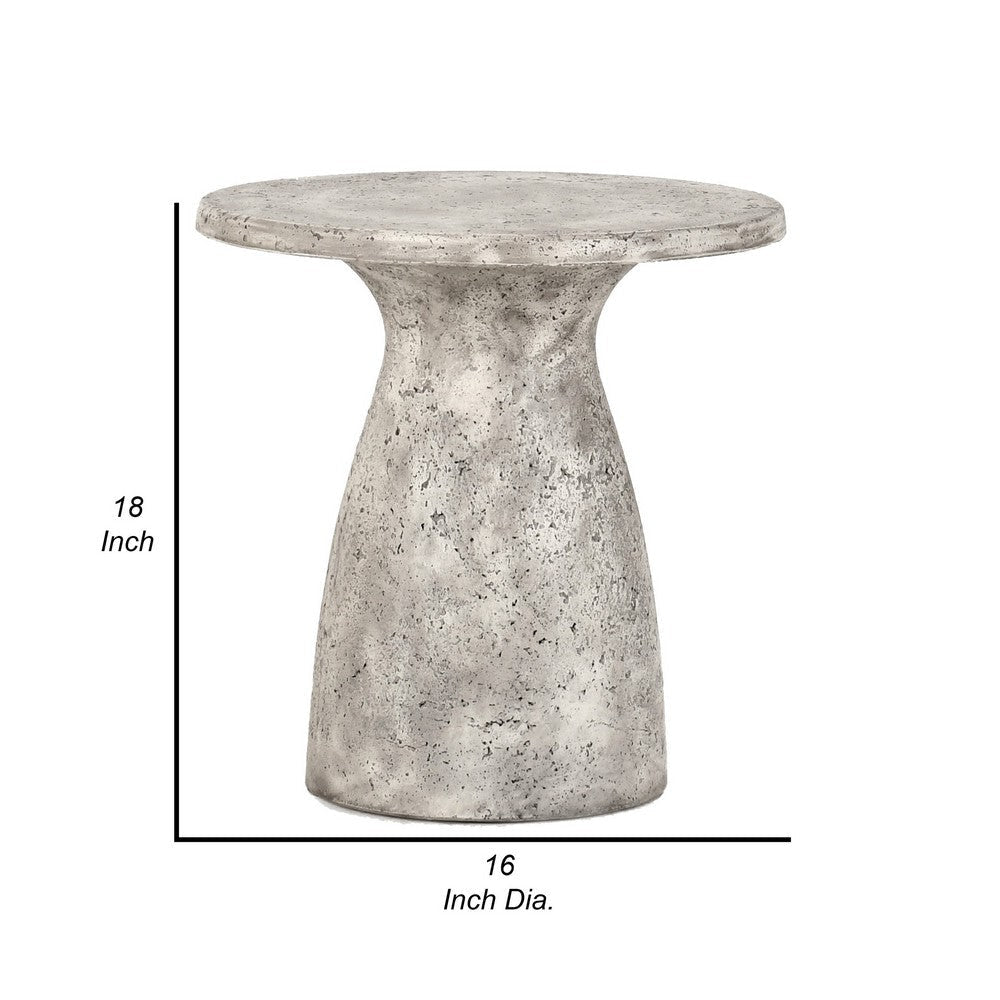 18 Inch Concrete Outdoor Accent Table Round Tabletop Light Gray Finish By Casagear Home BM309292