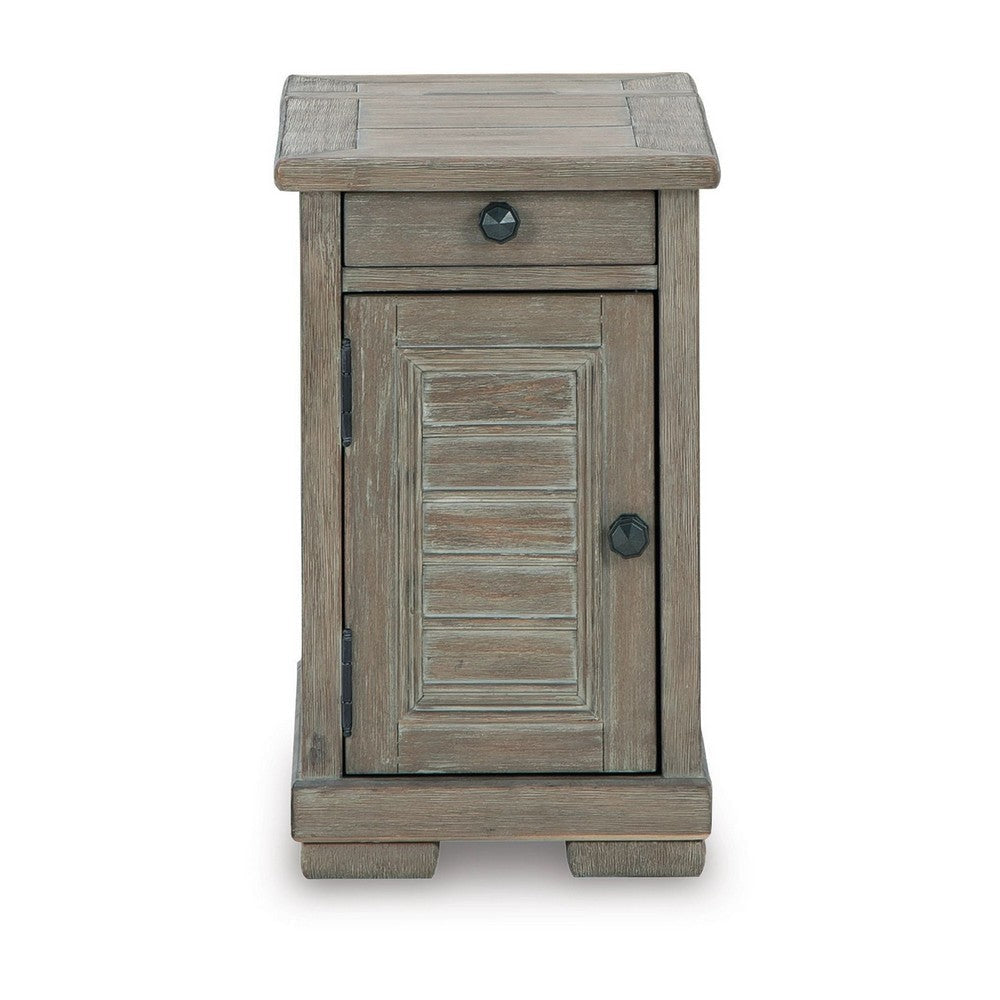 24 Inch Side End Table 1 Drawer Single Door Cabinet Glazed Bisque By Casagear Home BM309297