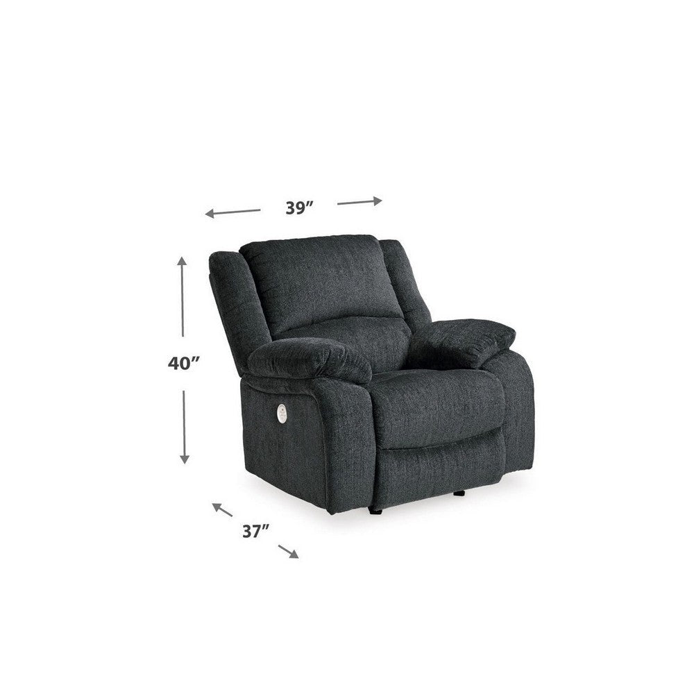 Wie 39 Inch Power Recliner Chair Rocker Slate Gray Chenille Upholstery By Casagear Home BM309334