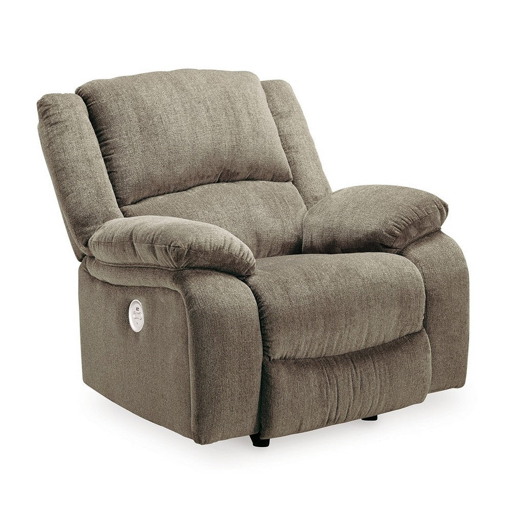 Wie 39 Inch Power Recliner Chair, Rocker, Pewter Gray Chenille Upholstery By Casagear Home