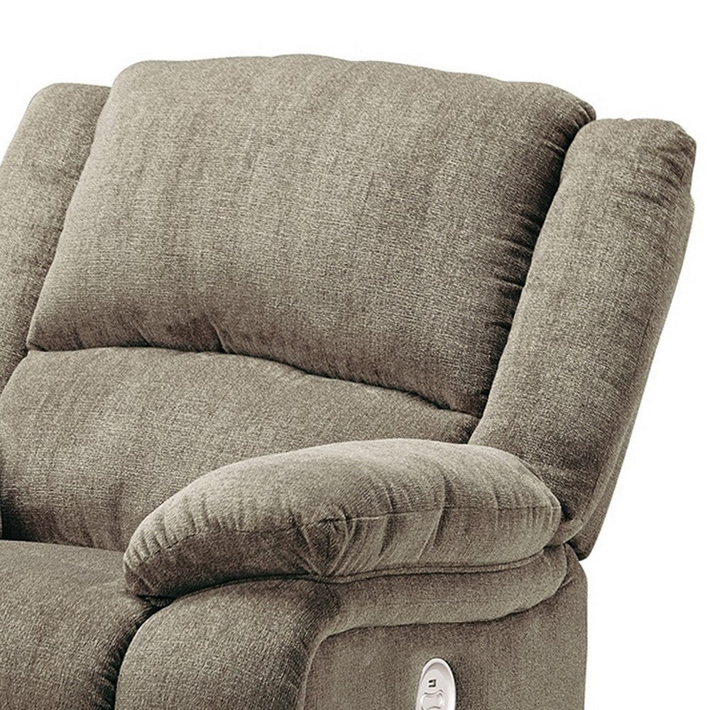 Wie 39 Inch Power Recliner Chair Rocker Pewter Gray Chenille Upholstery By Casagear Home BM309337