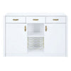 Raza 54 Inch Server Buffet Cabinet with Drawers Metal Wine Holder White By Casagear Home BM309387