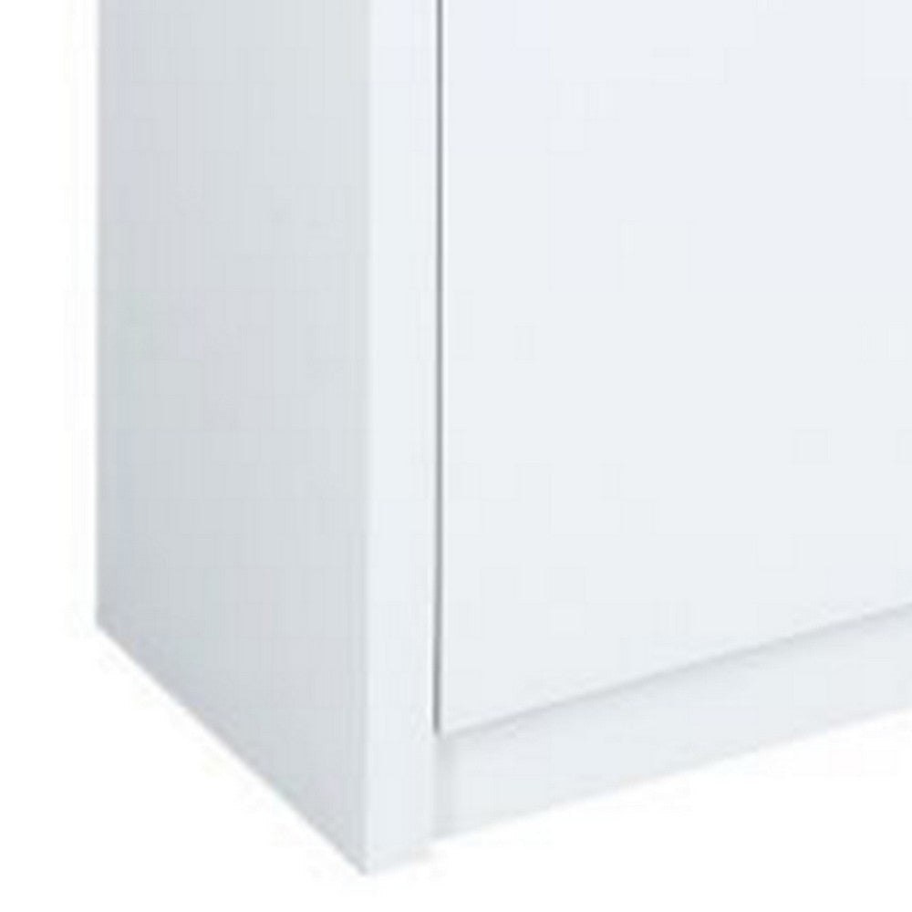 Raza 54 Inch Server Buffet Cabinet with Drawers Metal Wine Holder White By Casagear Home BM309387