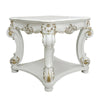 Jess 31 Inch Side End Table Classic Scrolled Legs White Brushed Gold By Casagear Home BM309421