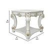 Jess 31 Inch Side End Table Classic Scrolled Legs White Brushed Gold By Casagear Home BM309421