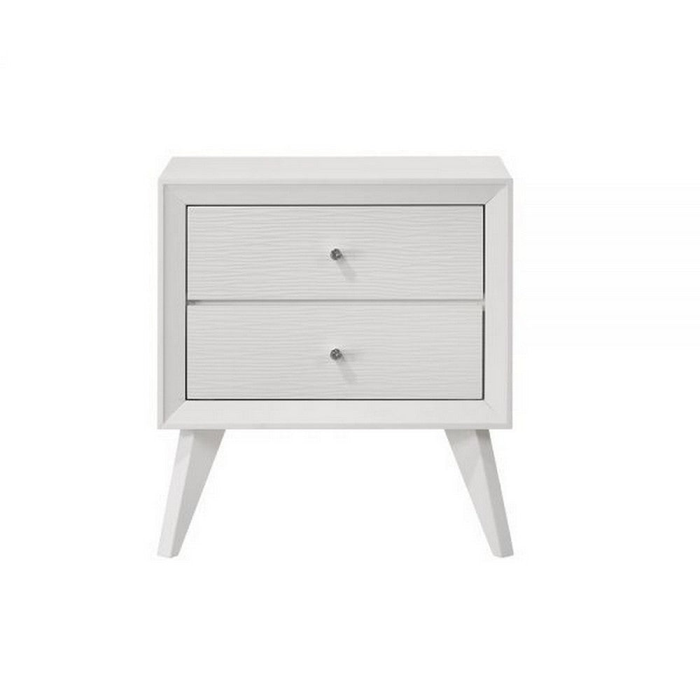 Siam 24 Inch Nightstand 2 Drawers Modern White Sleek Rubberwood Frame By Casagear Home BM309431