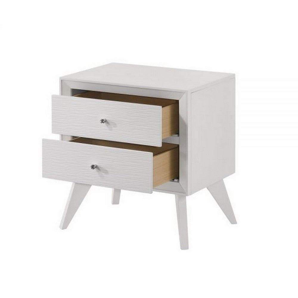 Siam 24 Inch Nightstand 2 Drawers Modern White Sleek Rubberwood Frame By Casagear Home BM309431