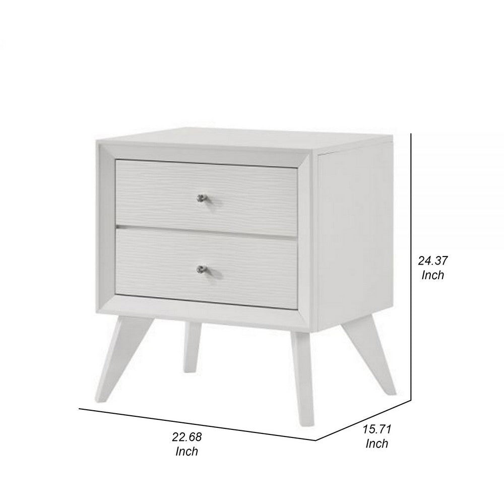 Siam 24 Inch Nightstand 2 Drawers Modern White Sleek Rubberwood Frame By Casagear Home BM309431