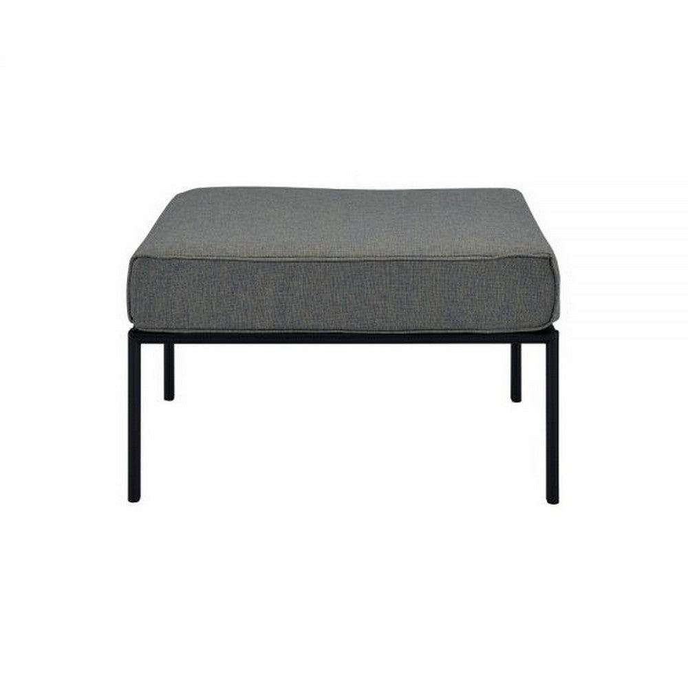 Rain 29 Inch Outdoor Patio Ottoman Waterproof Polypropylene Smooth Gray By Casagear Home BM309444