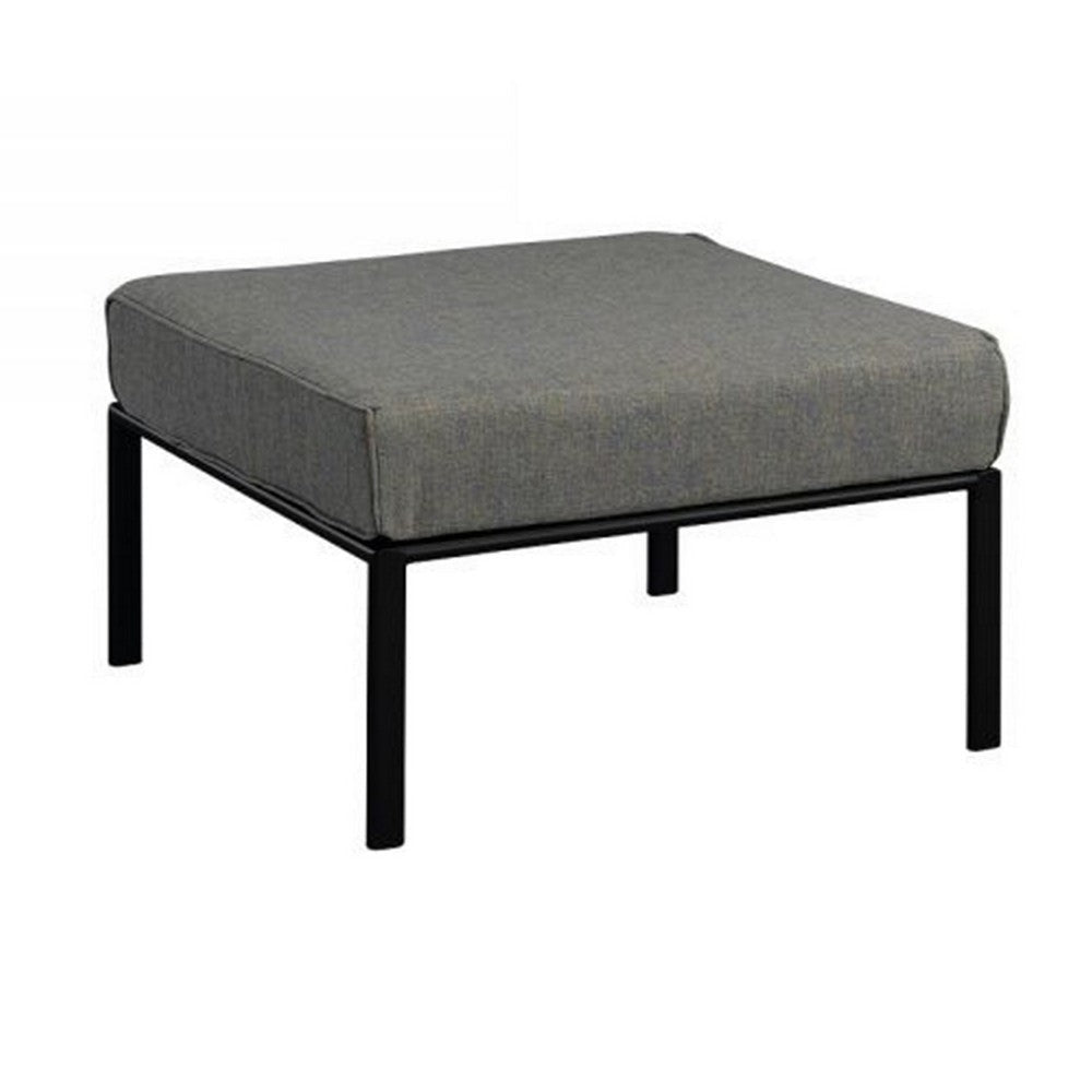 Rain 29 Inch Outdoor Patio Ottoman Waterproof Polypropylene Smooth Gray By Casagear Home BM309444