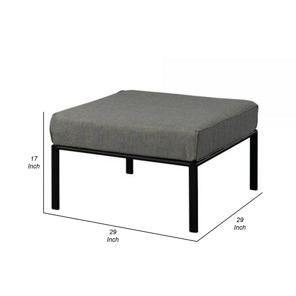 Rain 29 Inch Outdoor Patio Ottoman Waterproof Polypropylene Smooth Gray By Casagear Home BM309444