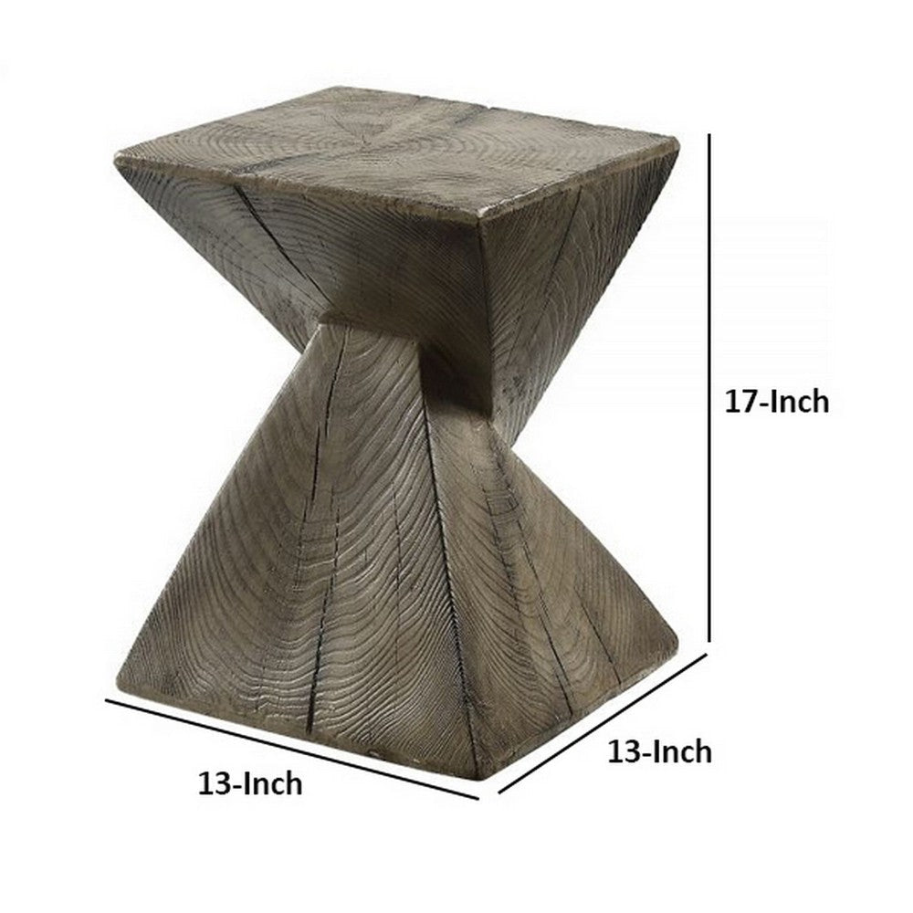 17 Inch Accent Table Heavy-Duty Durability Cement Weathered Oak Brown By Casagear Home BM309459