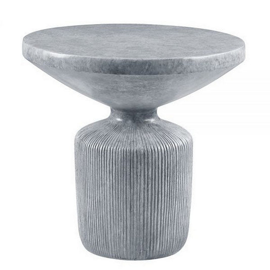 Lylie 30 Inch Side End Table, Round Naturalistic Design, Gray Cement By Casagear Home