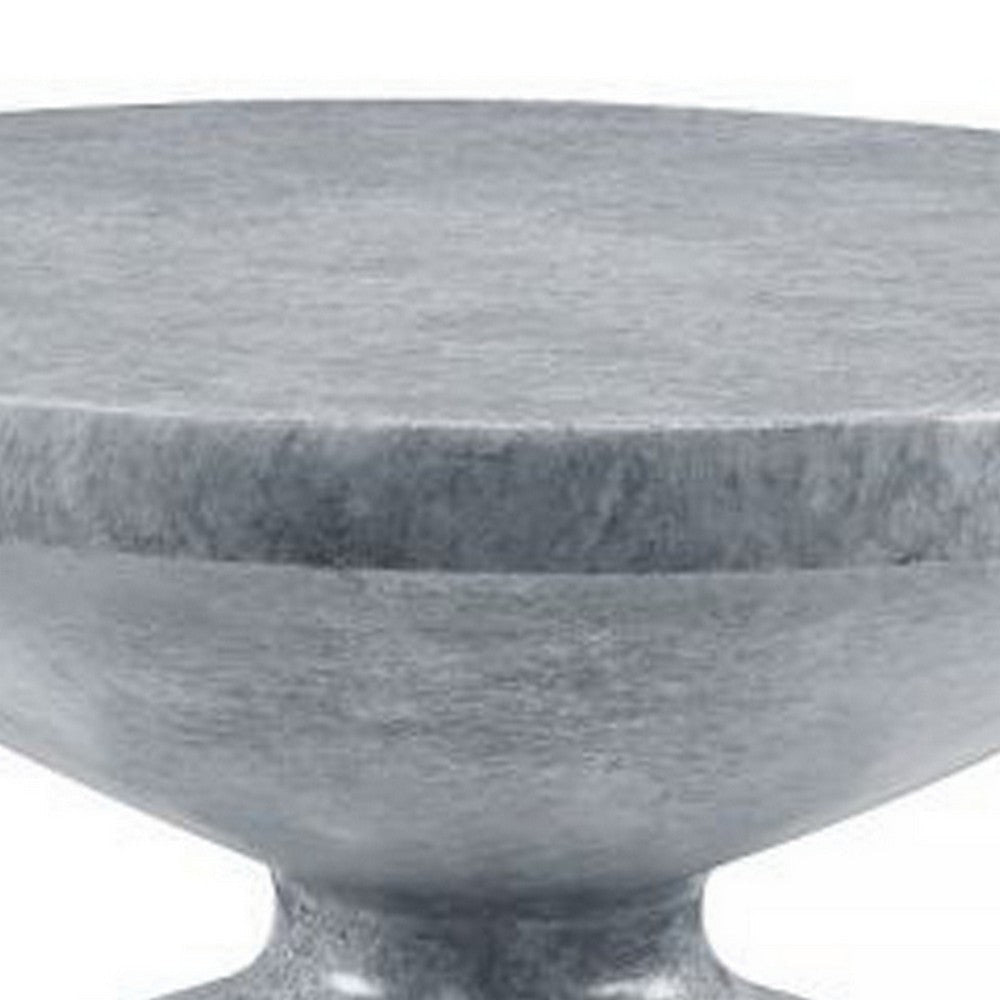 Lylie 30 Inch Side End Table Round Naturalistic Design Gray Cement By Casagear Home BM309461