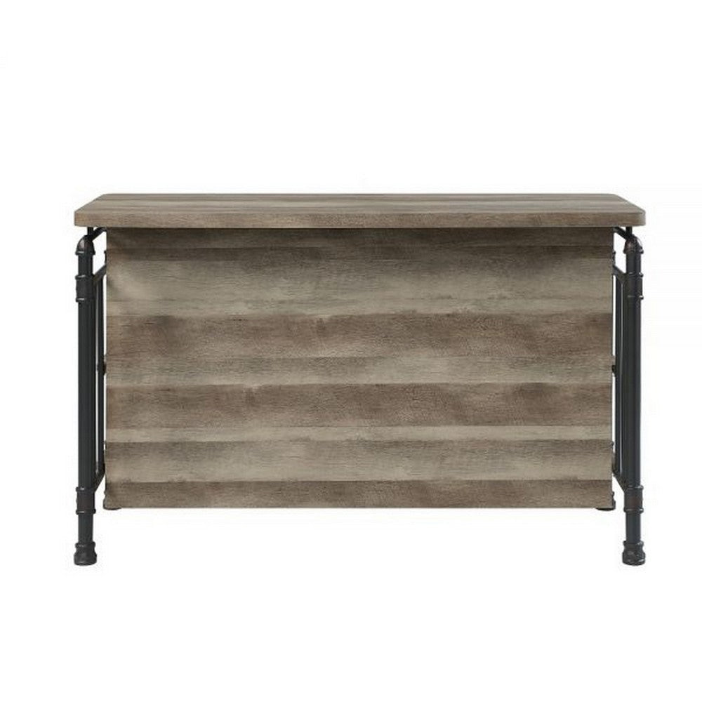 59 Inch Kitchen Island with 2 Shelves Industrial Antique Oak Brown Gray By Casagear Home BM309463