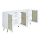 61 Inch Console Cabinet 4 Metal Mesh Doors LED Lighting MDF White By Casagear Home BM309464