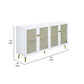 61 Inch Console Cabinet 4 Metal Mesh Doors LED Lighting MDF White By Casagear Home BM309464