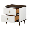 Aren 27 Inch Nightstand 2 Drawers USB Charger Solid Wood White Brown By Casagear Home BM309465