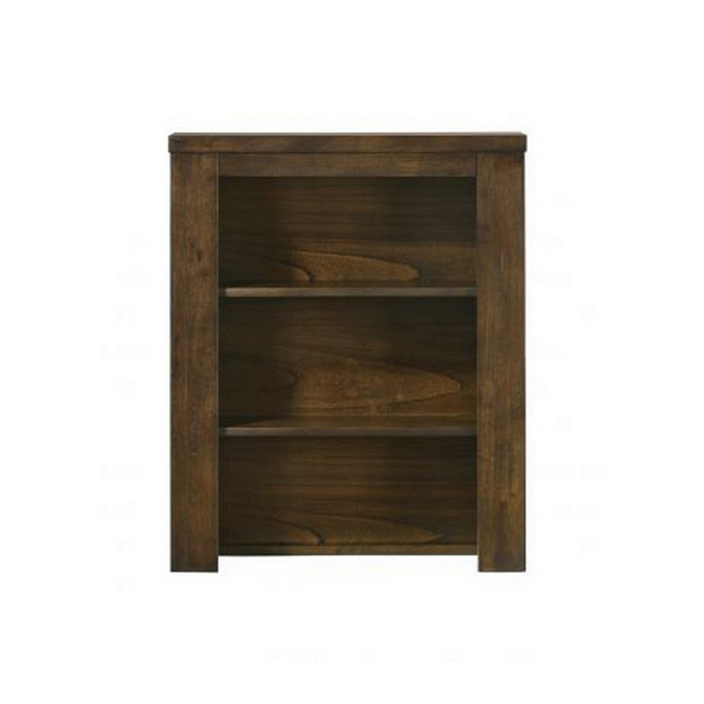 Maryl 26 Inch Pier Bookcase with 2 Shelves Solid Wood Antique Oak Brown By Casagear Home BM309468