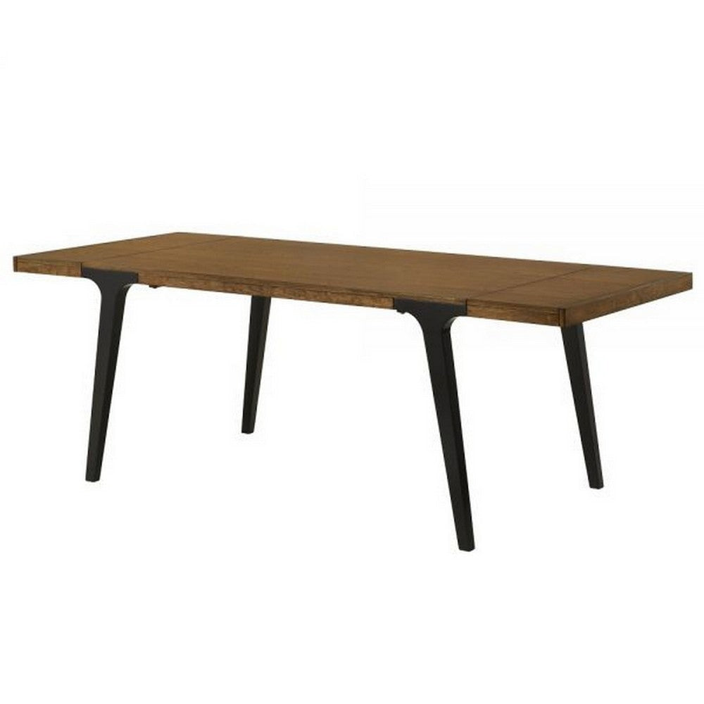 Hilly 59-83 Inch Extendable Dining Table, Rubberwood, Brown and Black  By Casagear Home