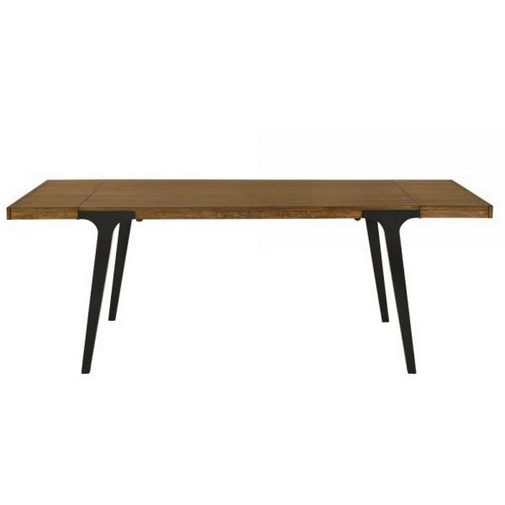 Hilly 59-83 Inch Extendable Dining Table Rubberwood Brown and Black By Casagear Home BM309477