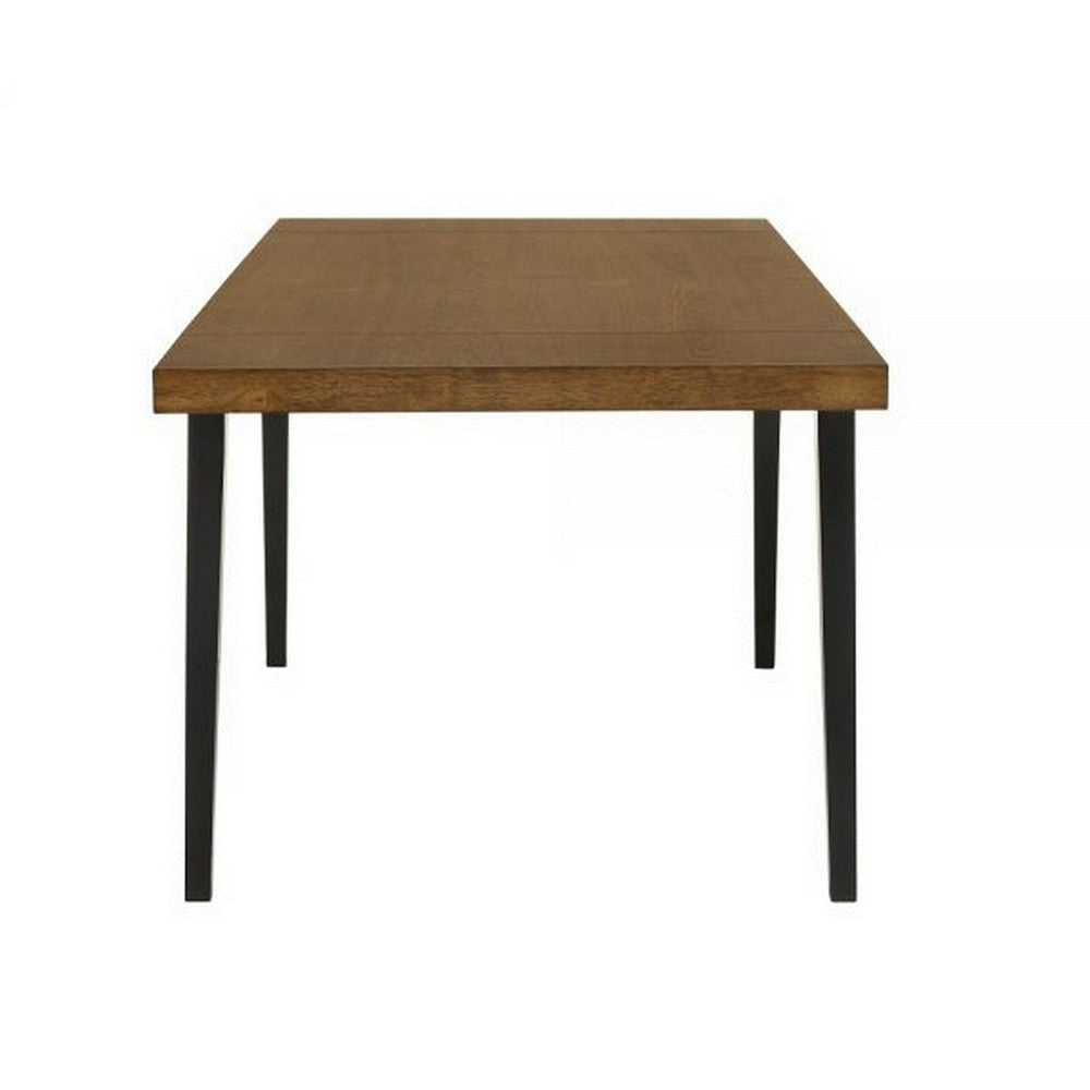 Hilly 59-83 Inch Extendable Dining Table Rubberwood Brown and Black By Casagear Home BM309477