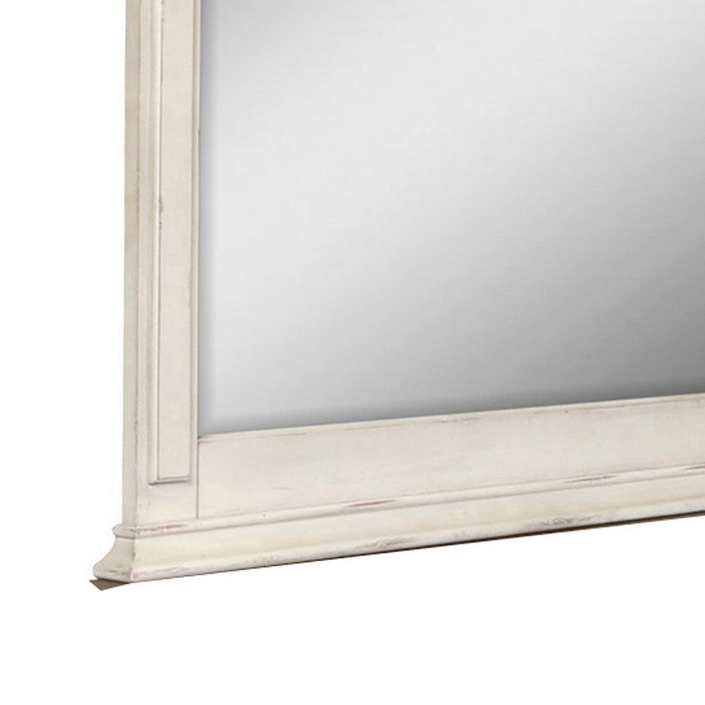 Maia 43 x 46 Dresser Mirror with Curved Top Poplar and Oak Antique White By Casagear Home BM309486