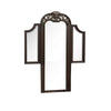 Liana 64 Inch Vanity Table Mirror, 3 Panels, Crown Carvings and Scrollwork By Casagear Home