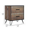 Lala 25 Inch Nightstand 2 Drawers Black Handles Rustic Brown Wood Finish By Casagear Home BM309490