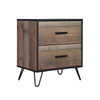 Lala 25 Inch Nightstand, 2 Drawers, Black Handles, Rustic Brown Wood Finish By Casagear Home