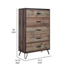 Lala 50 Inch Tall Dresser Chest 5 Drawers Black Handles Rustic Brown By Casagear Home BM309493