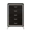 Sami 49 Inch Tall Dresser 5 Drawers Mirror Trim Embossed Texture Black By Casagear Home BM309513