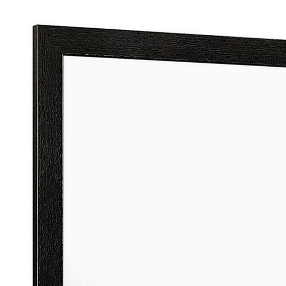 Sami 40 x 40 Dresser Mirror Embossed Texture Modern Style Black Wood By Casagear Home BM309515