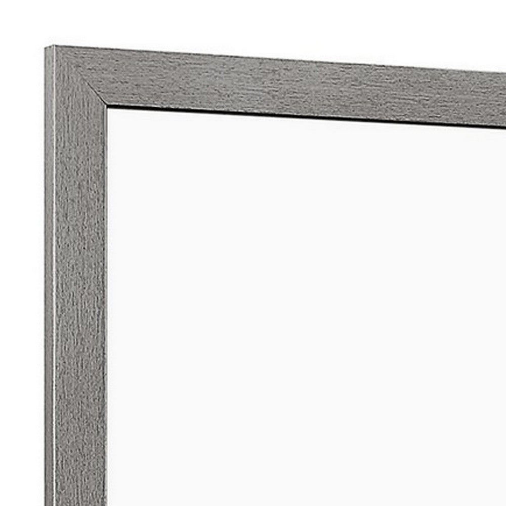 Sami 40 x 40 Dresser Mirror Embossed Texture Modern Style Gray Wood By Casagear Home BM309516