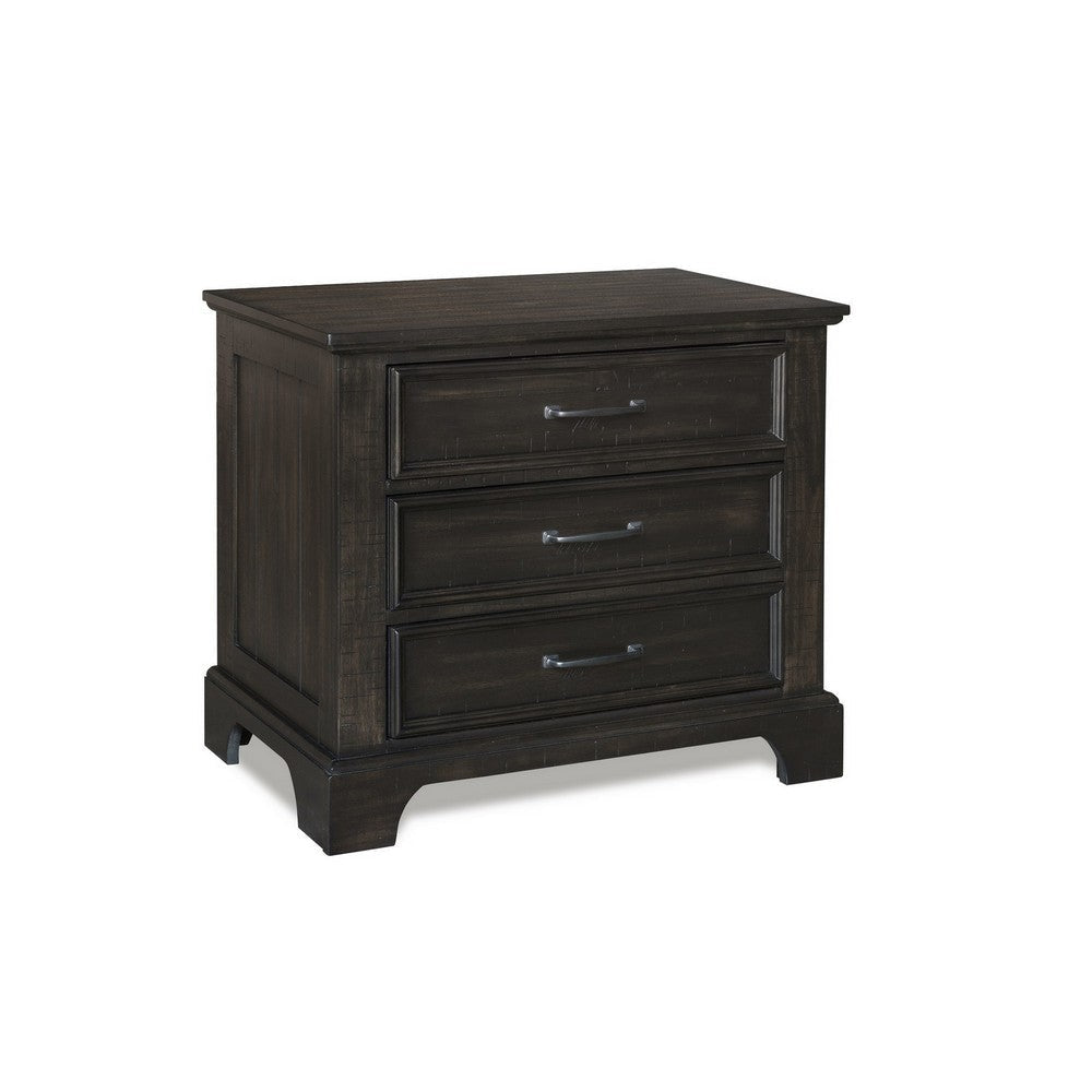 Annu 30 Inch Nightstand, 3 Drawers, Felt and Cedar Lining, Walnut Brown By Casagear Home