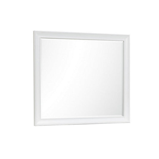 Limi 37 x 43 Dresser Mirror, Modern Wood Frame, White Brushed Finish By Casagear Home