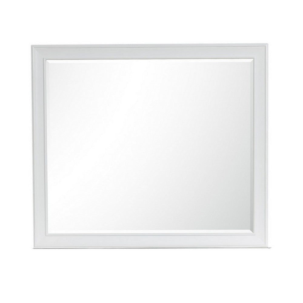 Limi 37 x 43 Dresser Mirror Modern Wood Frame White Brushed Finish By Casagear Home BM309521