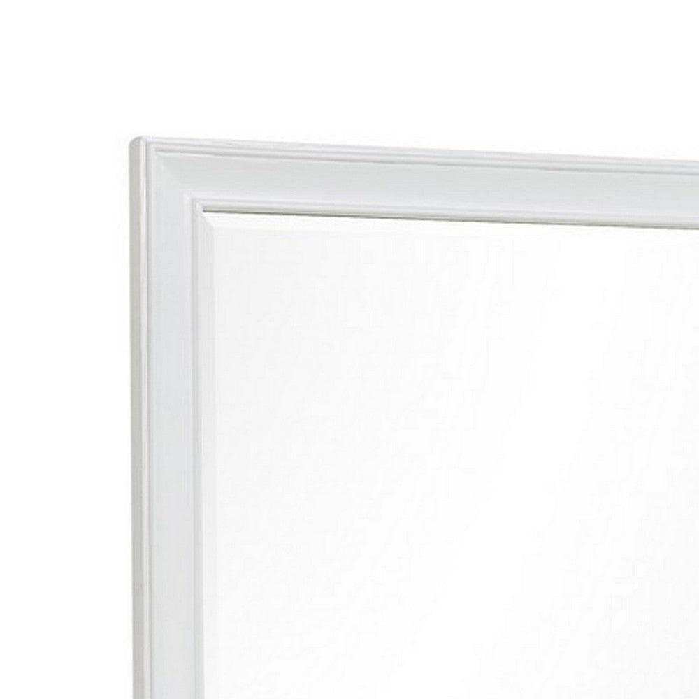 Limi 37 x 43 Dresser Mirror Modern Wood Frame White Brushed Finish By Casagear Home BM309521