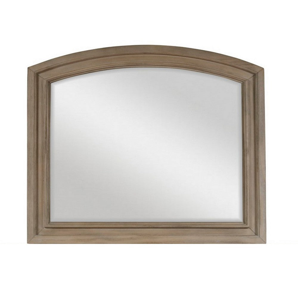 Jira 37 x 42 Dresser Mirror Arched Curve Multistep Brushed Gray Wood By Casagear Home BM309522