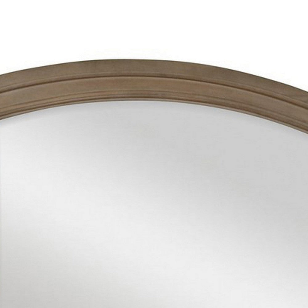 Jira 37 x 42 Dresser Mirror Arched Curve Multistep Brushed Gray Wood By Casagear Home BM309522