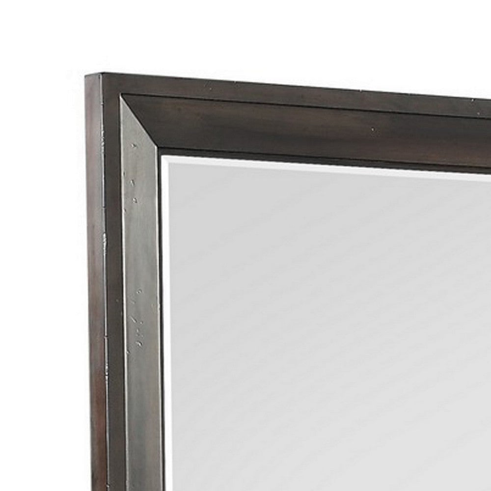 Laji 39 x 50 Dresser Mirror Modern Style Rich Walnut Brown Wood By Casagear Home BM309523