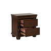 Akil 27 Inch Nightstand 2 Drawers Floral Carved Classic Cherry Brown Wood By Casagear Home BM309533