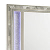 Bet 41 x 48 Dresser Mirror Silver Solid Wood Frame with Rhinestone Inlay By Casagear Home BM309539