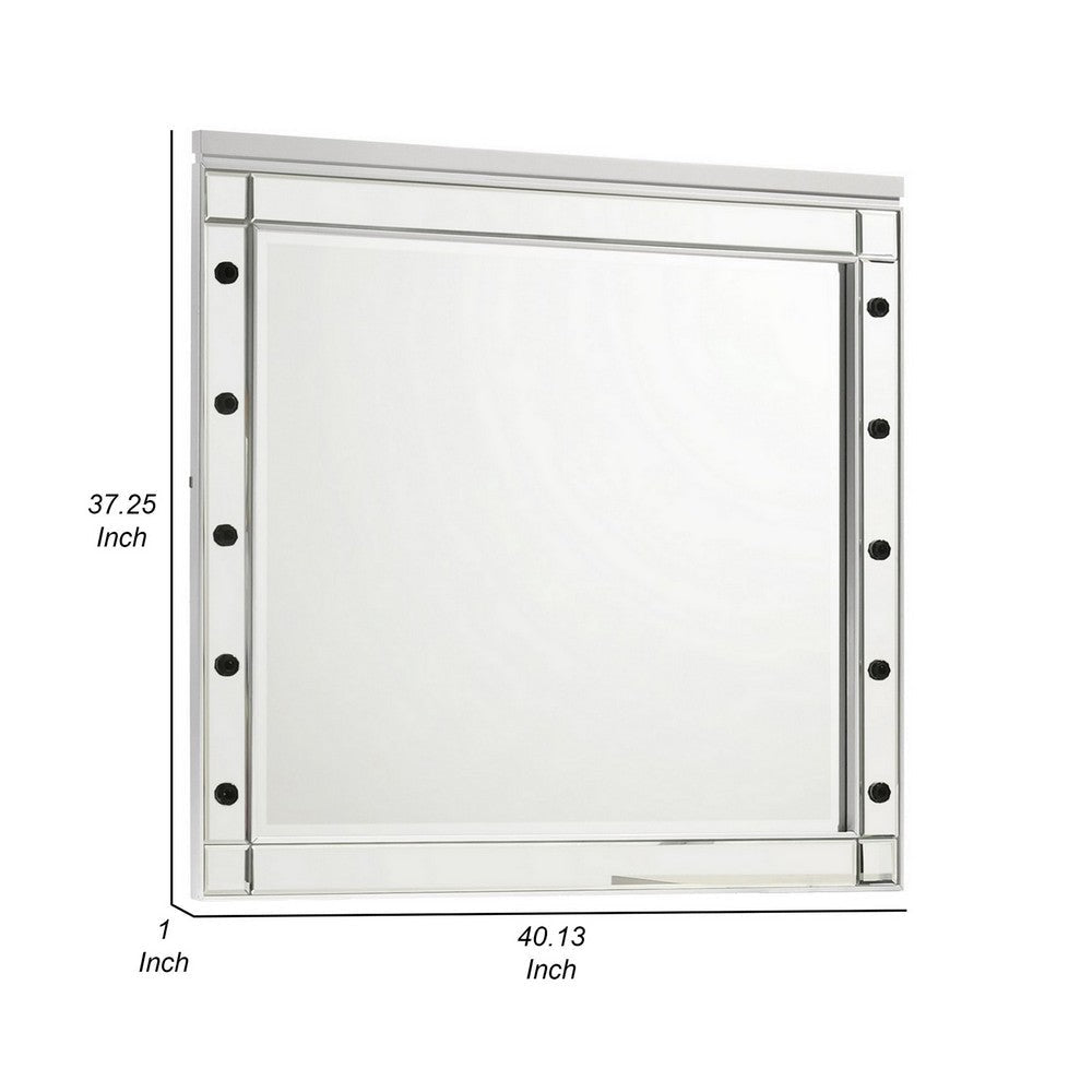 Lee 37 x 40 Vanity Mirror 10 Light Bulb Sockets Modern White Wood Frame By Casagear Home BM309545