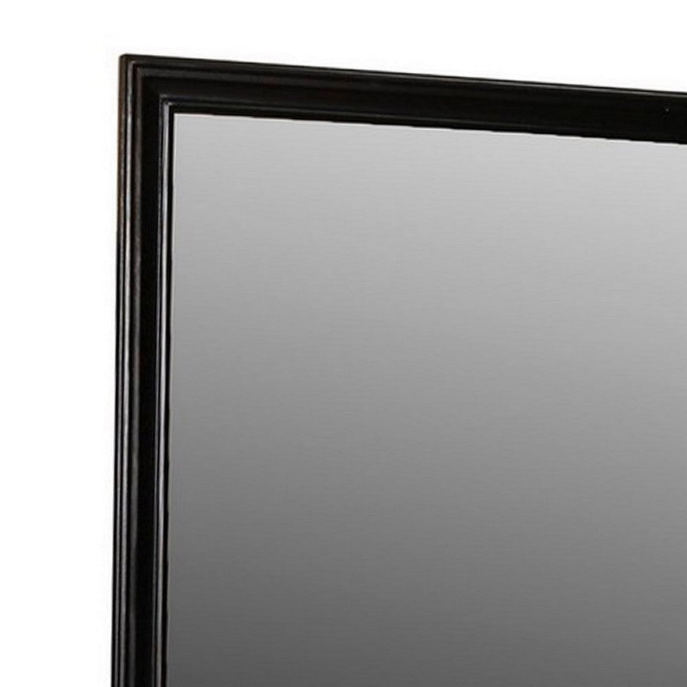 Umi 39 x 39 Dresser Mirror Molded Design Solid Wood Black Square Frame By Casagear Home BM309546