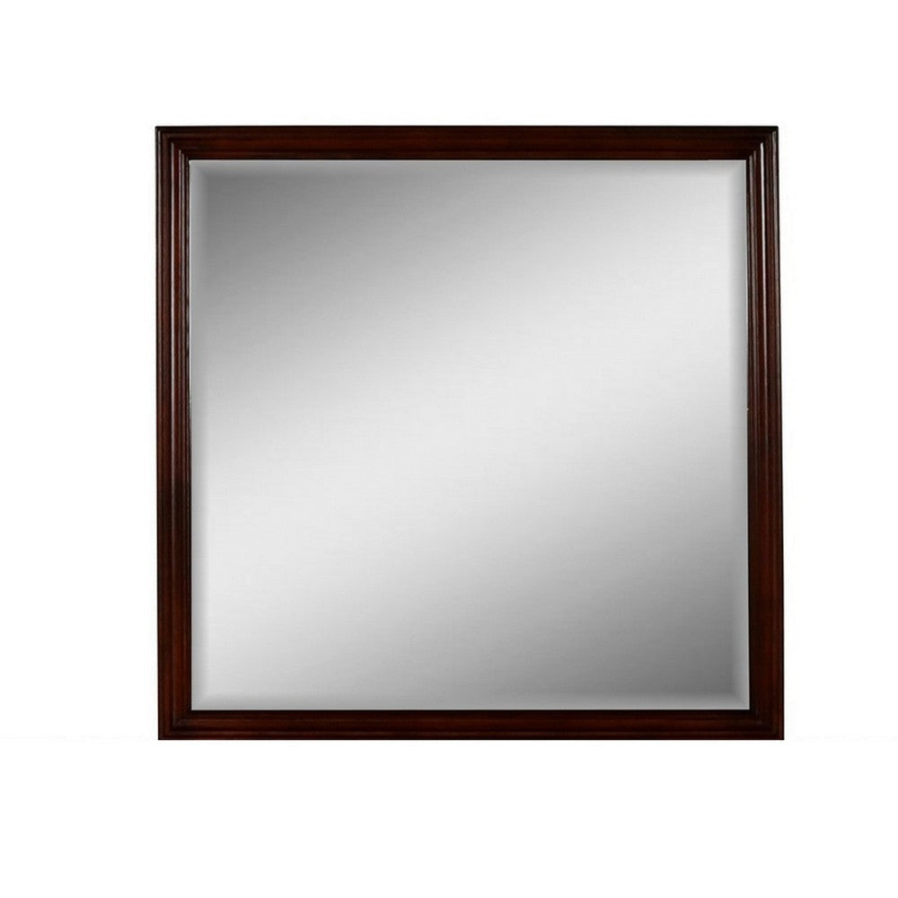 Umi 39 x 39 Dresser Mirror Molded Design Solid Wood Cherry Square Frame By Casagear Home BM309547