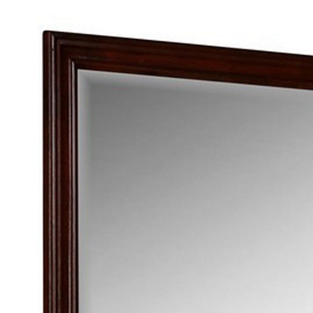 Umi 39 x 39 Dresser Mirror Molded Design Solid Wood Cherry Square Frame By Casagear Home BM309547