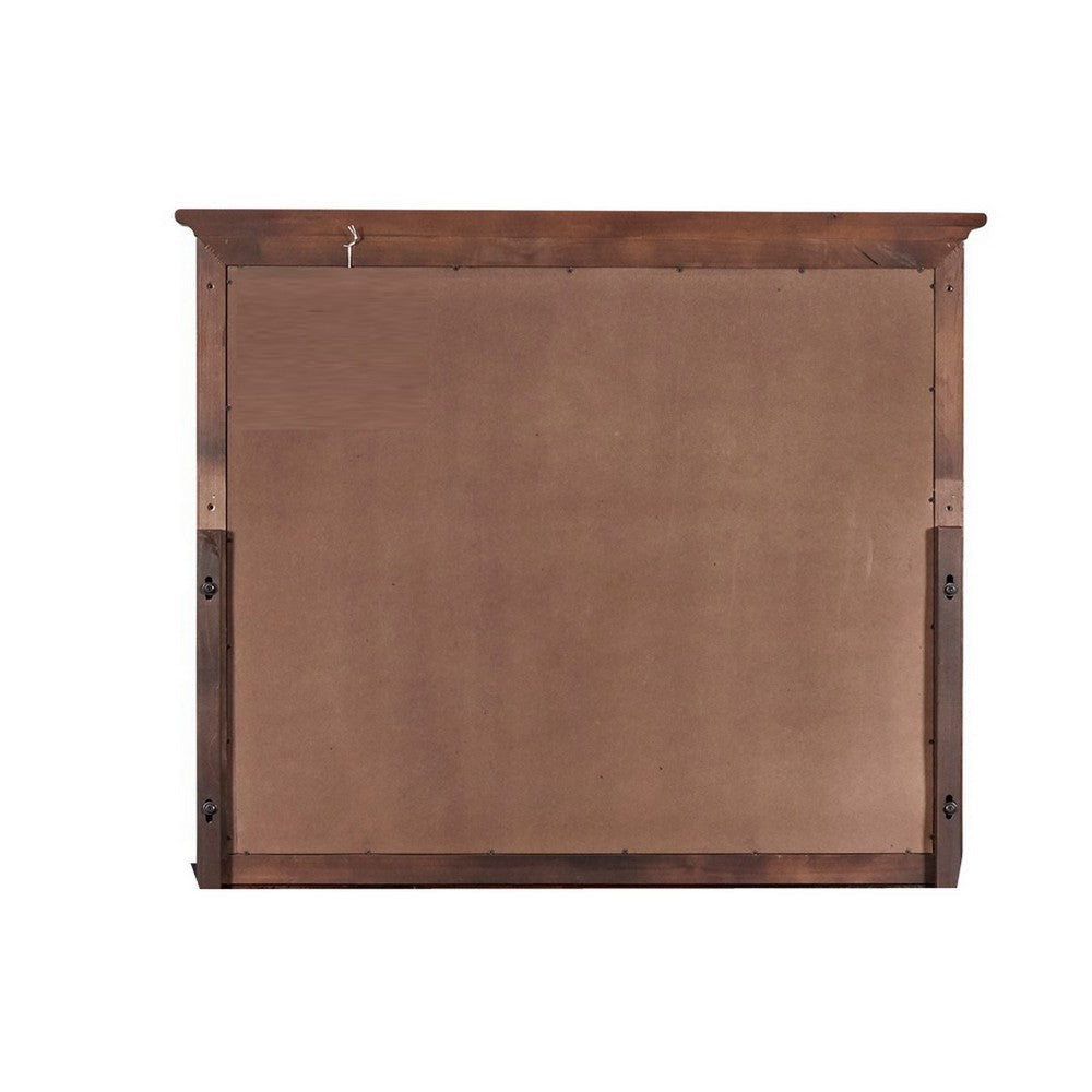 Tia 38 x 46 Dresser Mirror Basswood Square Frame Molded Tier Top Brown By Casagear Home BM309549