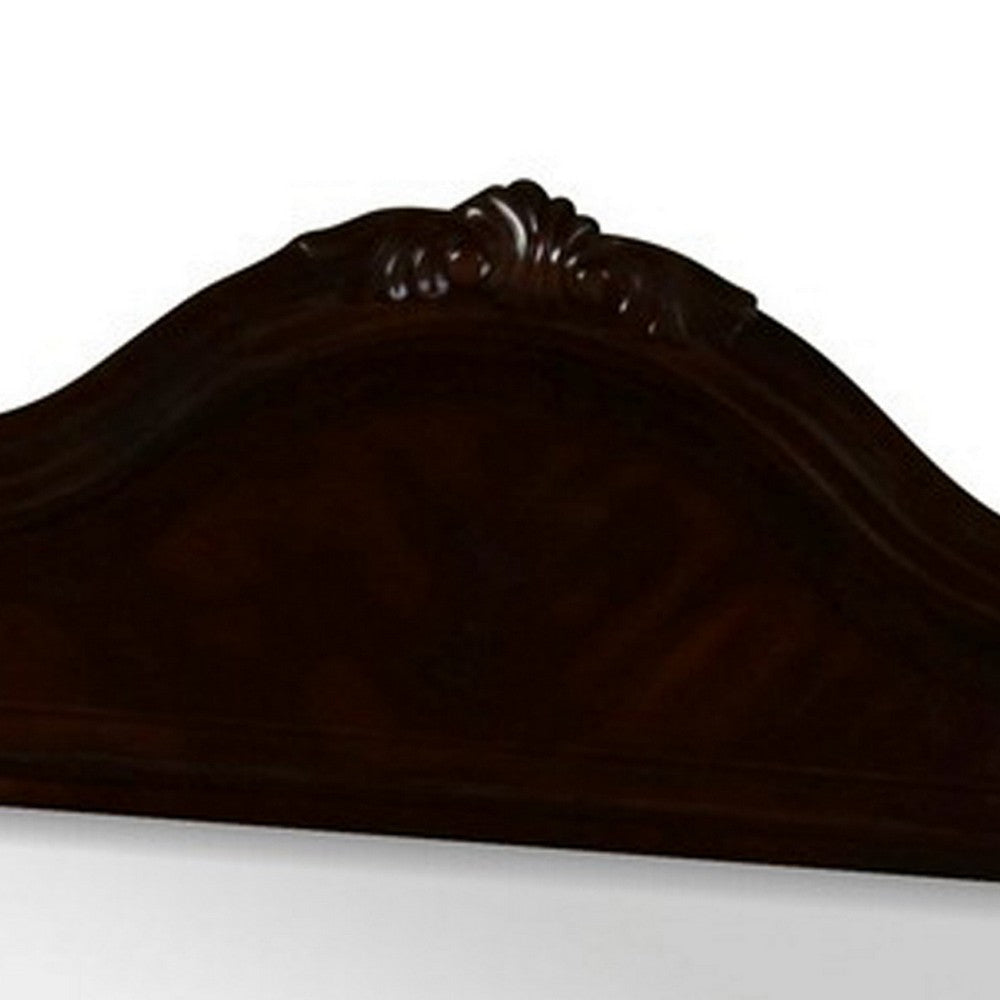 Fay 42 x 44 Dresser Mirror Arched Hand Carved Frame Dark Brown Maple Wood By Casagear Home BM309550