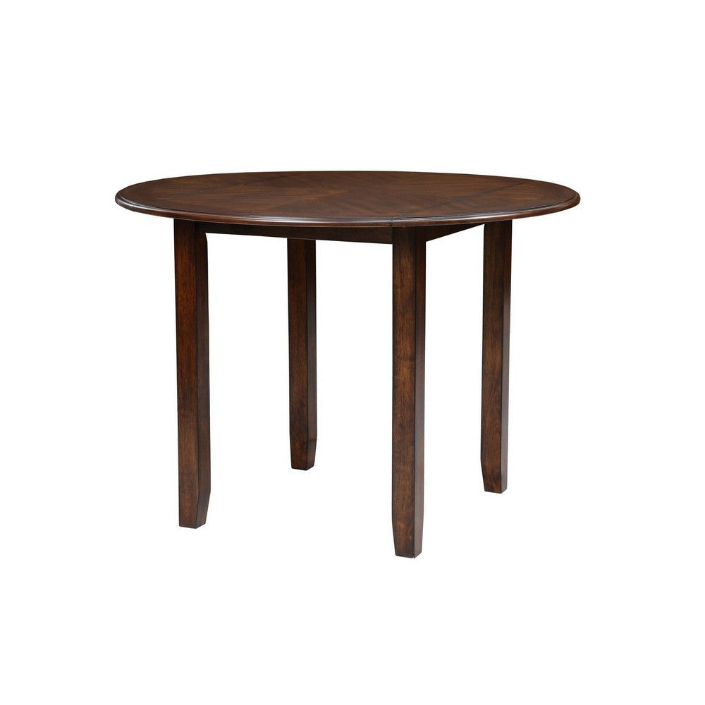 3pc 42 Inch Dining Table Set Extendable Drop Leaves 2 Chairs Brown By Casagear Home BM309551